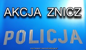 grafika z napisem akcja znicz i Policja na niebieskim tle na dole grafiki adres internetowy strony policyjnej www.tomaszow-mazowiecki.policja.gov.pl