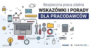 wielokolorowy plakat promujący bezpieczeństwo zdalnej pracy