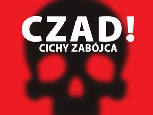 grafika z napisem na czerwonym tle o treści czad cichy zabójca