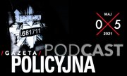 Grafika policyjnej odznaki na czarnym tle oraz napis Podcast Gazeta Policyjna