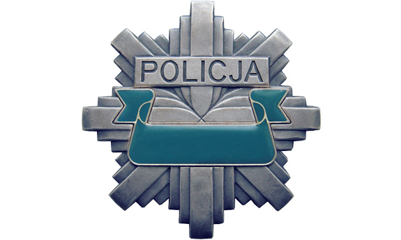 policyjna odznaka - gwiazda z napisem Policja