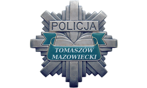 policyjna odznaka - gwiazda z napisem Policja Tomaszów Mazowiecki