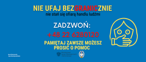 baner ostrzegający przed handlem ludźmi