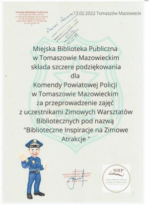 Podziękowania od Miejskiej Biblioteki Publicznej w Tomaszowie Mazowieckim