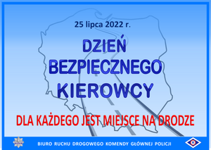 Plakat z napisem Dzień Bezpiecznego Kierowcy