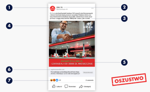 zrzut z ekranu fałszywego ogłoszenia