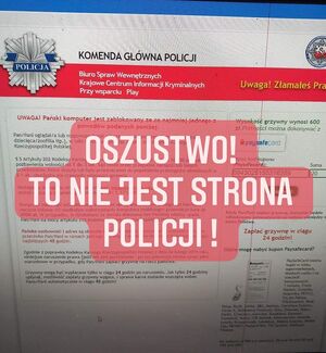 zrzut z ekranu komputera gdzie hakerzy podszywają się pod policje