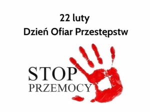 napis i22 luty  stop przemocy i odcisk dłoni w kolorze czerwonym