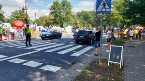 policjanci ruchu drogowego regulują ruch pojazdów i pieszych