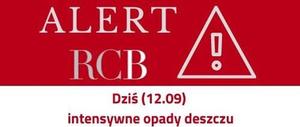 grafika biała i czerwone tło - napis Alert RCB 12.09.2024.