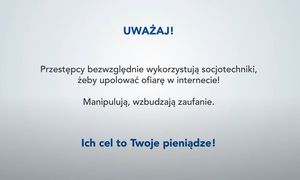 Grafika z napisem uważaj na oszustów.