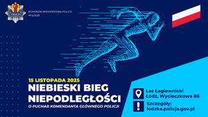 Plakat reklamujący Niebieski Bieg Niepodległości.