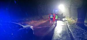 Miejsce wypadku drogowego w Sługocicach.