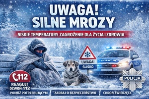 Grafika mówiąca o trudnych warunkach atmosferycznych w związku z nadchodzącymi mrozami.