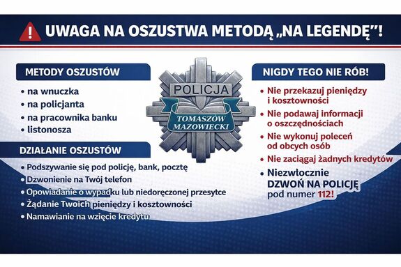 Grafika dotycząca oszustw "na legendę"