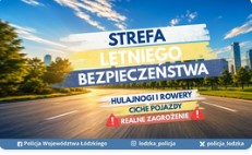 Plakat promujący działania w ramach strefy letniego bezpieczeństwa.