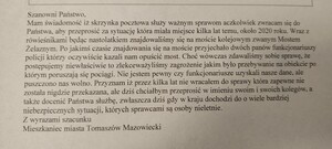 Treść otrzymanej wiadomości e-mail.